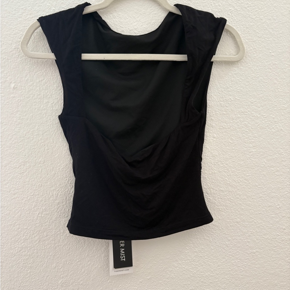 Tiger Mist Black Draped Crop Top